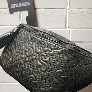 Steve Madden Black Embossed Belt Bag